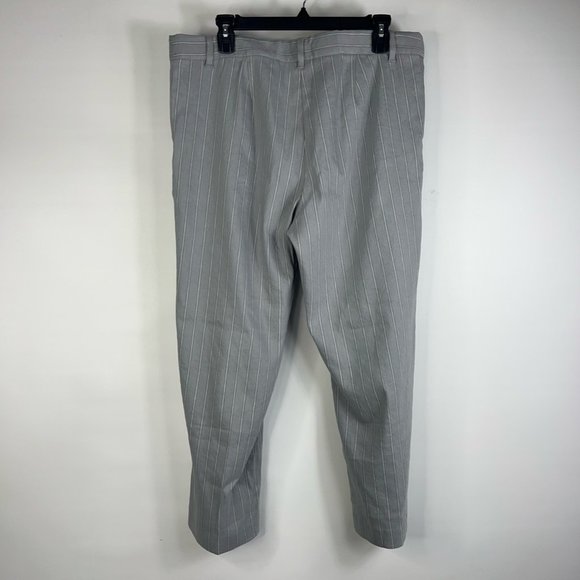 J. Jill Womens Linen Stretch Cropped Pants Gray Stripe High Rise Pockets 14 New - Picture 2 of 12